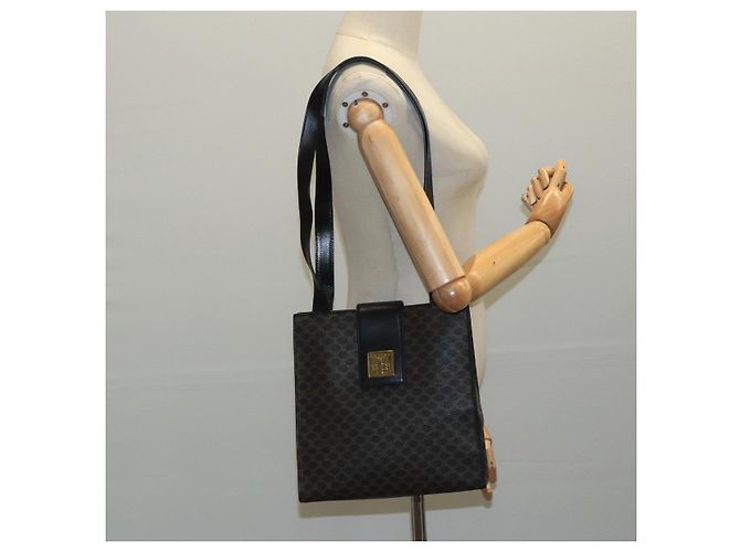 Céline Borsa a spalla in tela Macadam CELINE in pelle PVC nera e dorata Auth 104249 Nero D'oro - vista 22