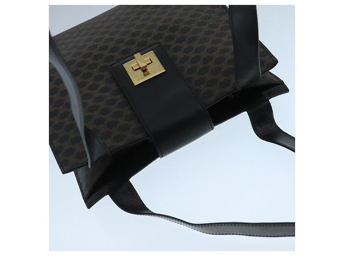 Céline Borsa a spalla in tela Macadam CELINE in pelle PVC nera e dorata Auth 104249 Nero D'oro - vista 6