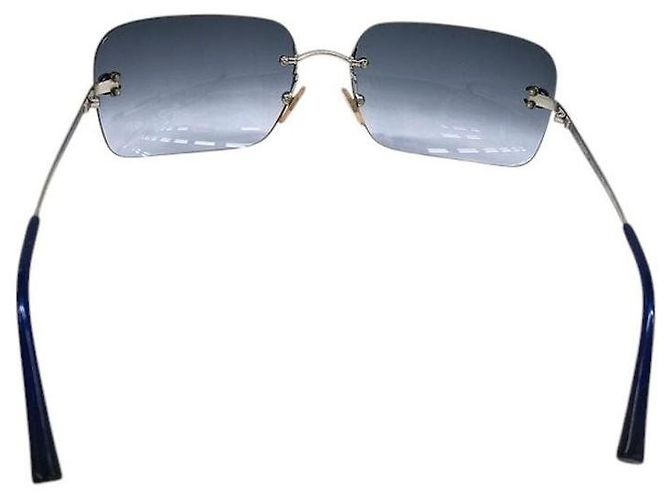 Occhiali da sole Chanel CC Logo argento senza montatura blu navy 4017 - vista 3