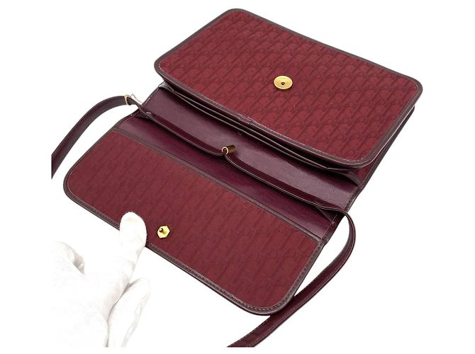 Borsa a spalla monogramma oro bordeaux Christian Dior Rosso D'oro - vista 8