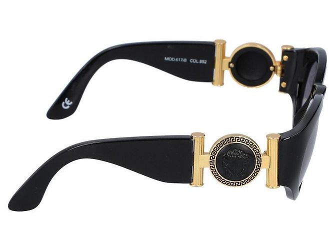 Occhiali da sole Gianni Versace logo Medusa nero e oro MOD.617 COL.852 D'oro - vista 3