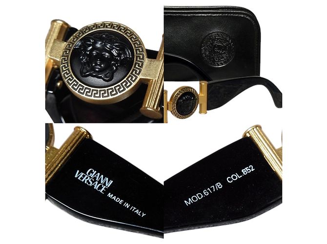 Occhiali da sole Gianni Versace logo Medusa nero e oro MOD.617 COL.852 D'oro - vista 5