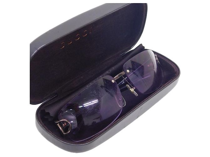Occhiali da sole senza montatura con gradiente nero, viola e viola di Gucci Porpora - vista 9