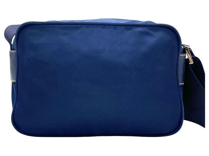 Borsa a tracolla incrociata in nylon blu navy con logo Prada Sport - vista 3