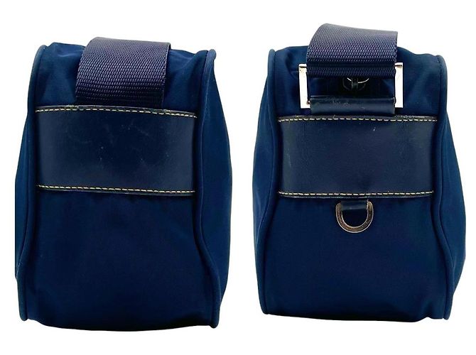 Borsa a tracolla incrociata in nylon blu navy con logo Prada Sport - vista 5