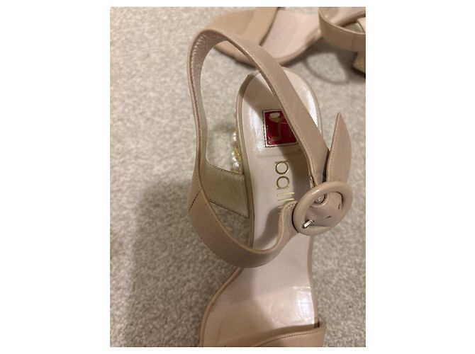 Ballin Sandalen Creme Leder Perlenabsatz - Ansicht 3