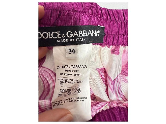 Dolce & Gabbana Majolica print silk shorts Rosa Blanco - vista 3