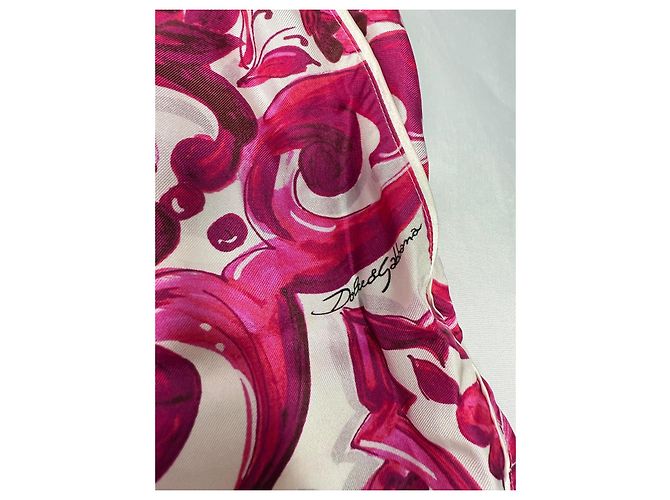 Dolce & Gabbana Majolica print silk shorts Rosa Blanco - vista 4