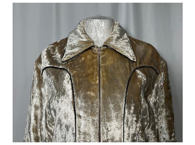 Giacca bomber con zip Saint Laurent in viscosa dorata D'oro - vista 10