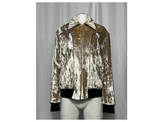 Giacca bomber con zip Saint Laurent in viscosa dorata D'oro - vista 7