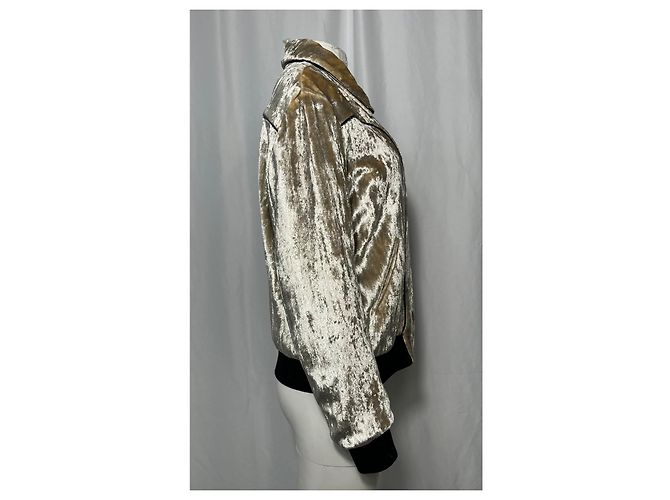Giacca bomber con zip Saint Laurent in viscosa dorata D'oro - vista 8