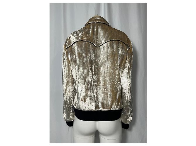 Giacca bomber con zip Saint Laurent in viscosa dorata D'oro - vista 9