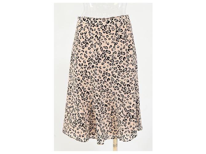 Falda midi de seda beige con estampado de leopardo Altuzarra - vista 5