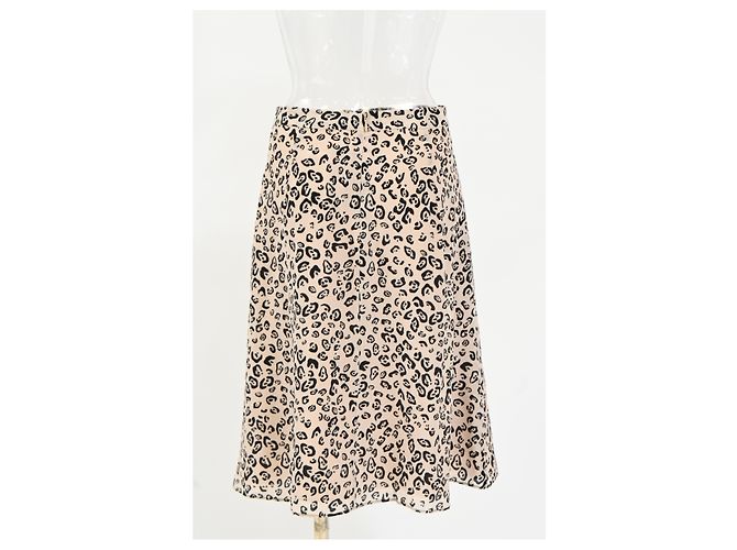 Falda midi de seda beige con estampado de leopardo Altuzarra - vista 7
