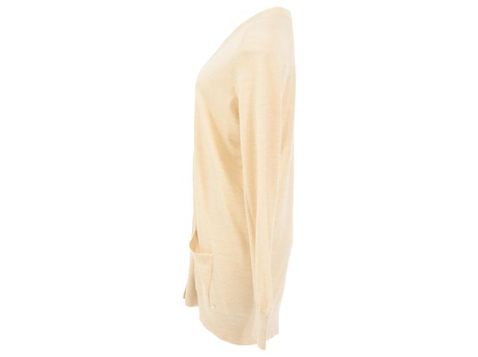 Cardigã abotoado Hermès em lã creme Branco Cru - vista 2