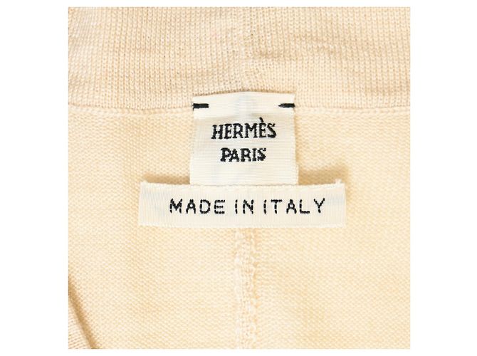 Cardigã abotoado Hermès em lã creme Branco Cru - vista 4