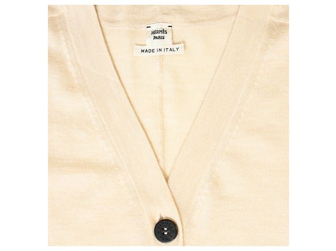 Cardigã abotoado Hermès em lã creme Branco Cru - vista 5