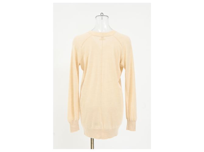 Cardigã abotoado Hermès em lã creme Branco Cru - vista 8