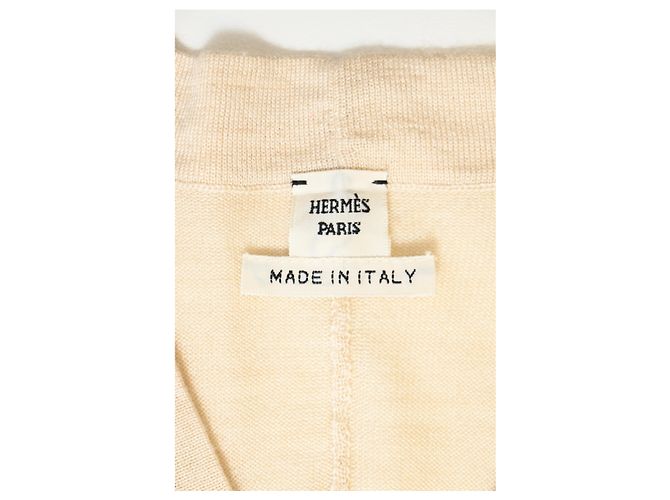 Cardigã abotoado Hermès em lã creme Branco Cru - vista 9