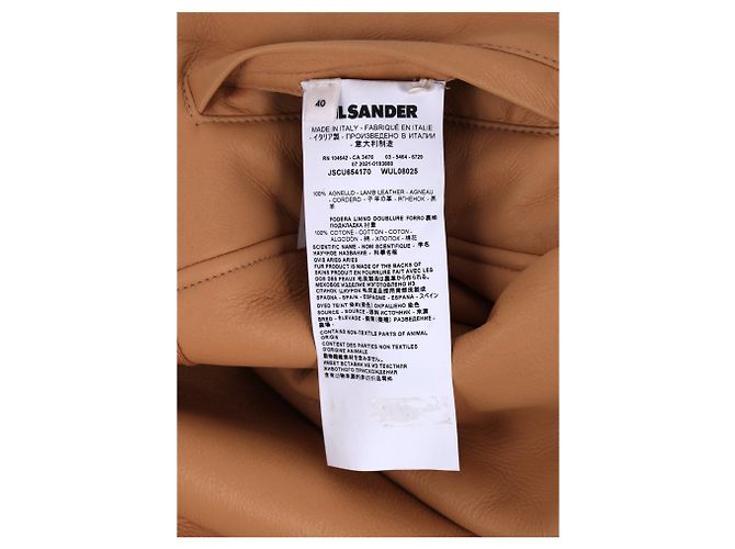 Jil Sander Jacke aus braunem Leder mit Pelzbesatz - Ansicht 8
