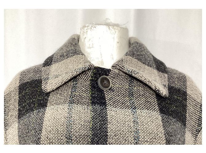 Acne Studios Check Coat in Grey Wool - view 10