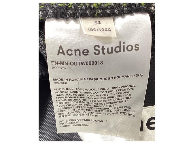 Acne Studios Check Coat in Grey Wool - view 12