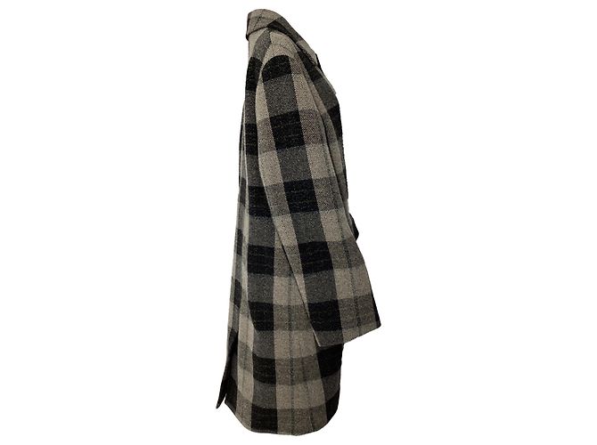 Acne Studios Check Coat in Grey Wool - view 2