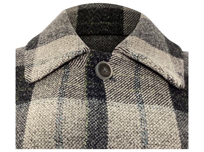 Acne Studios Check Coat in Grey Wool - view 4