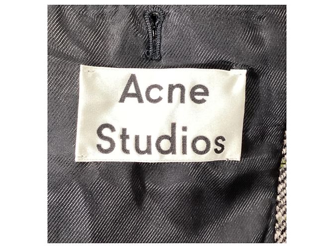 Acne Studios Check Coat in Grey Wool - view 5