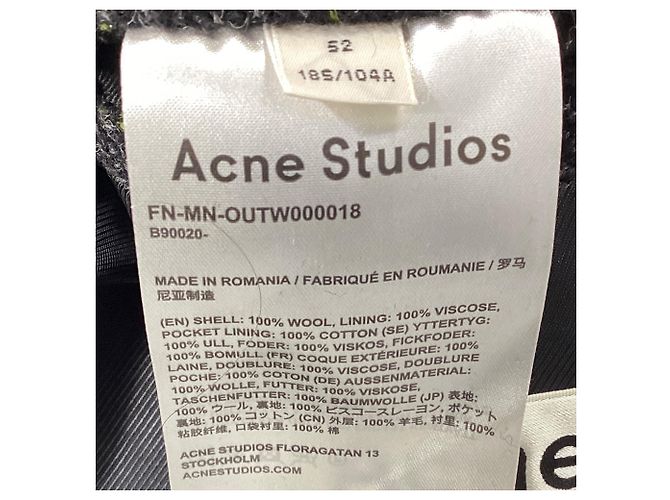 Acne Studios Check Coat in Grey Wool - view 6