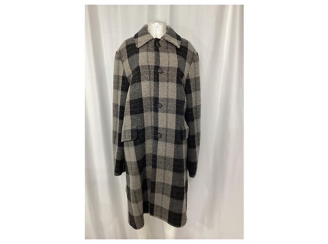Acne Studios Check Coat in Grey Wool - view 7