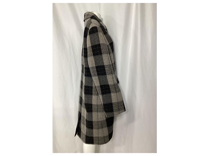 Acne Studios Check Coat in Grey Wool - view 8