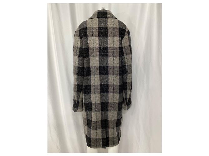 Acne Studios Check Coat in Grey Wool - view 9