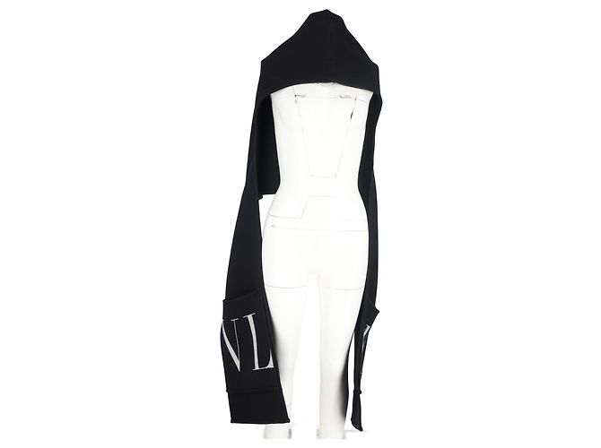 Écharpe à capuche VLTN Valentino Garavani avec poches en laine noire - vue 4