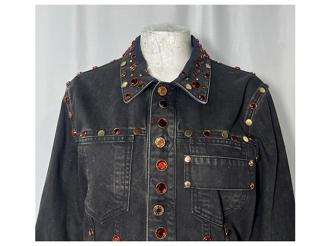 Chaqueta de mezclilla negra de algodón adornada con joyas Givenchy Negro - vista 10