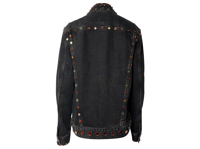 Chaqueta de mezclilla negra de algodón adornada con joyas Givenchy Negro - vista 3