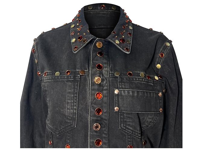 Chaqueta de mezclilla negra de algodón adornada con joyas Givenchy Negro - vista 4