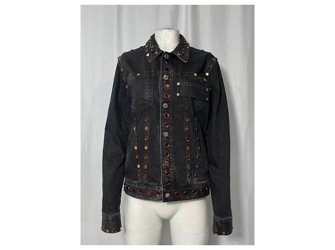 Chaqueta de mezclilla negra de algodón adornada con joyas Givenchy Negro - vista 7