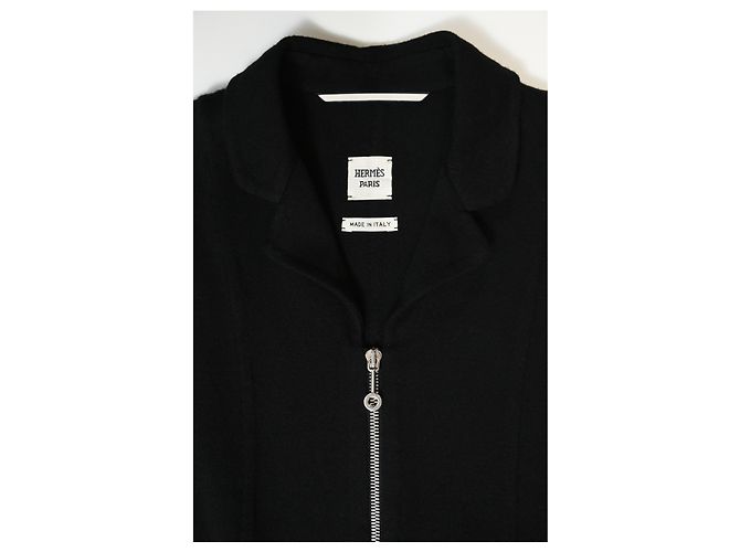 Hermès Reißverschlussjacke aus schwarzer Wolle - Ansicht 10