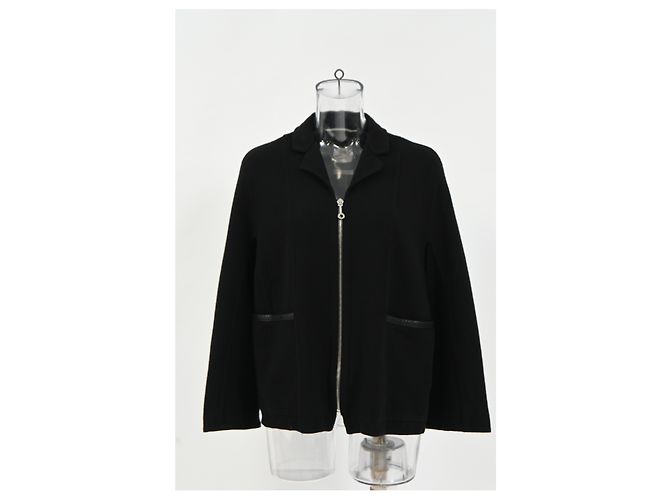 Hermès Reißverschlussjacke aus schwarzer Wolle - Ansicht 6