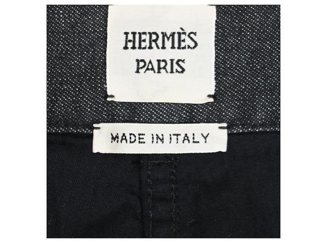 Jeans dritti con pieghe Hermès in cotone grigio - vista 4