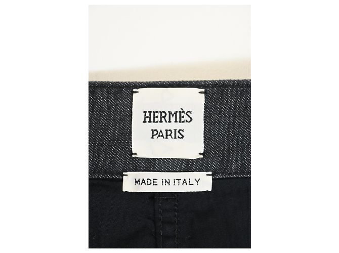 Jeans dritti con pieghe Hermès in cotone grigio - vista 8