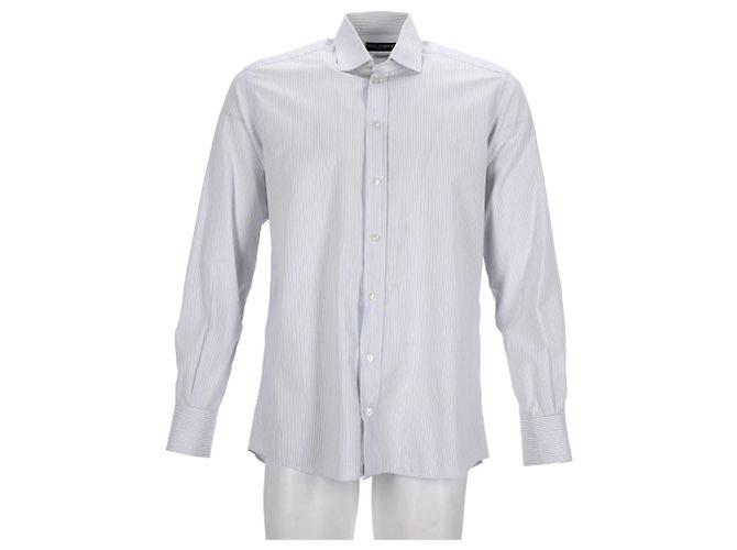 Camicia a righe Dolce & Gabbana in cotone azzurro Blu Blu chiaro - vista 7