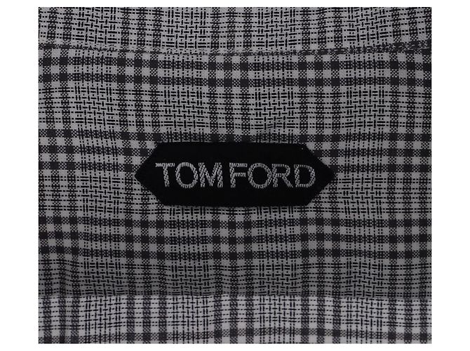 Camicia a quadri Tom Ford in cotone grigio - vista 10