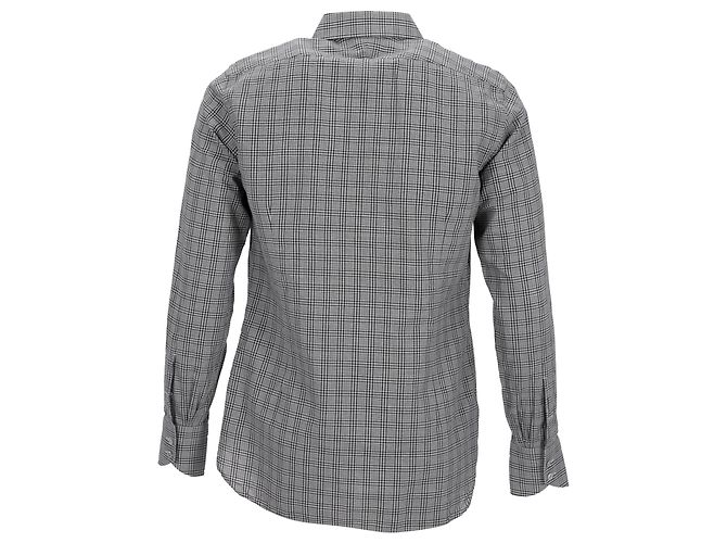 Camicia a quadri Tom Ford in cotone grigio - vista 3