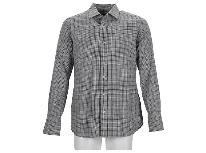 Camicia a quadri Tom Ford in cotone grigio - vista 7