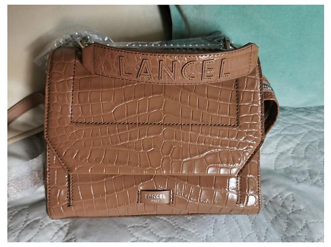 Borsa Lancel Ninon M Marrone Pelle Effetto Coccodrillo - vista 10