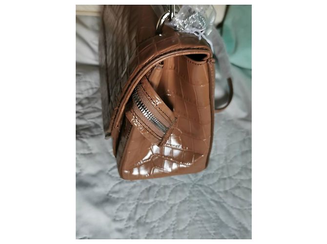 Borsa Lancel Ninon M Marrone Pelle Effetto Coccodrillo - vista 11