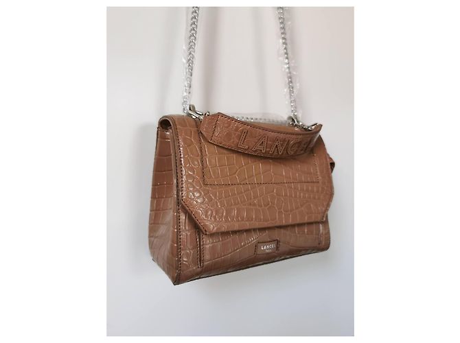 Borsa Lancel Ninon M Marrone Pelle Effetto Coccodrillo - vista 9