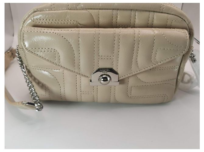 Bolsa câmera Lancel em couro matelassé bege Hardware prateado - vista 12